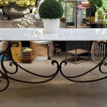 Peralta Dining Table with Carrara Marble Top