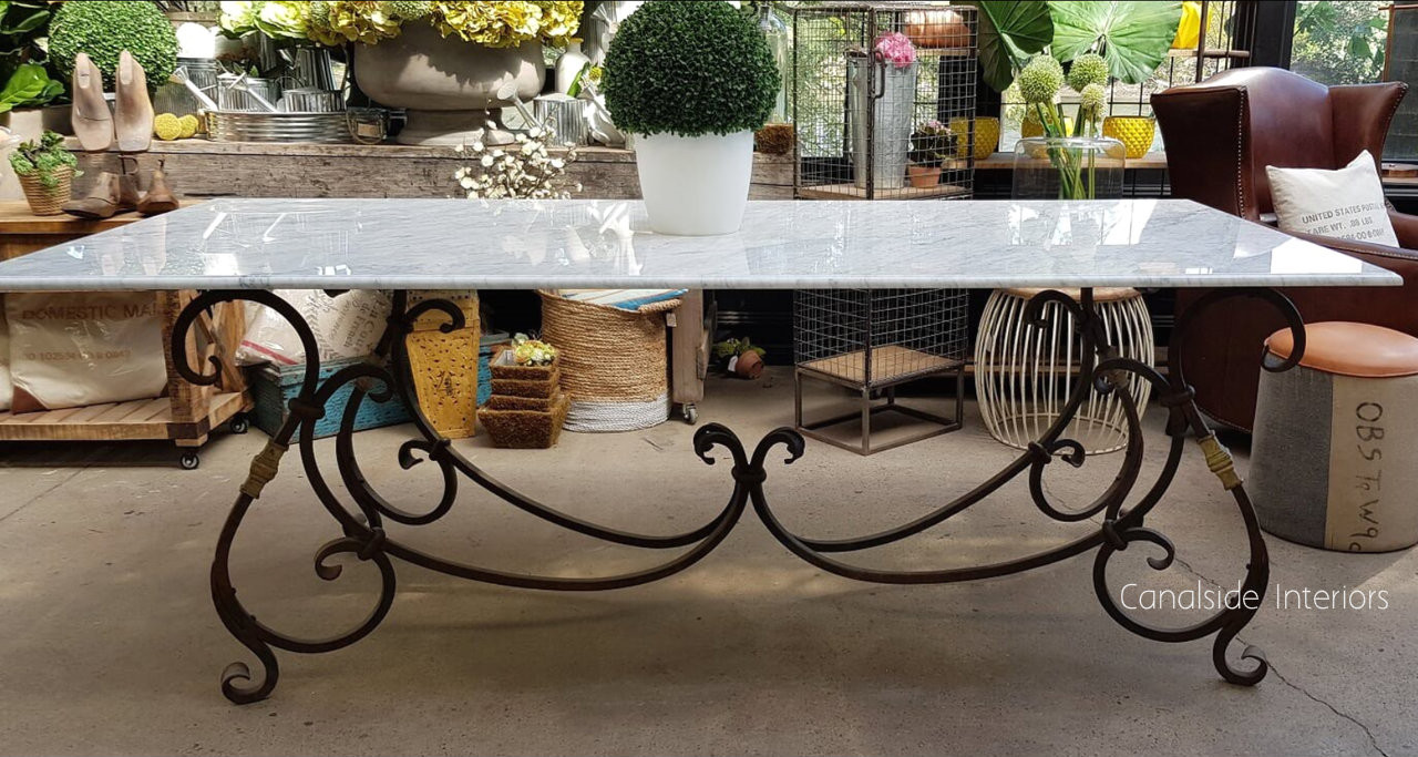 Peralta Dining Table with Carrara Marble Top