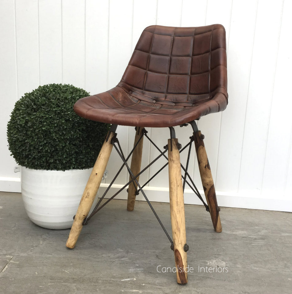Fimmel Square Stitch Aged Leather Chair