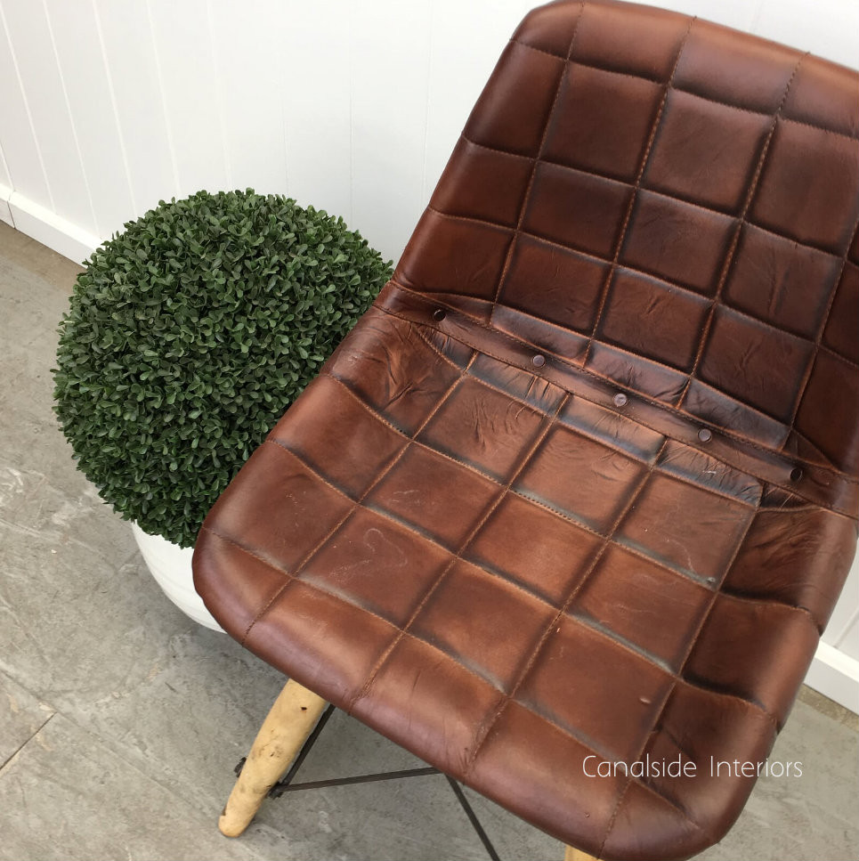 Fimmel Square Stitch Aged Leather Chair