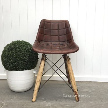 Fimmel Square Stitch Aged Leather Chair