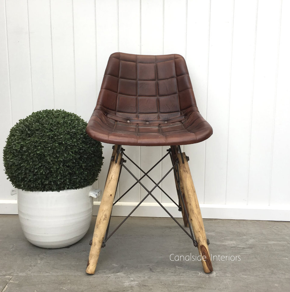 Fimmel Square Stitch Aged Leather Chair
