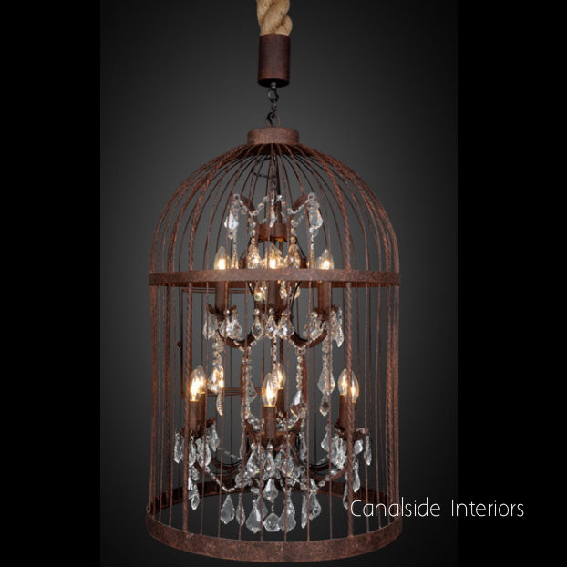 Vintage Birdcage Industrial Chandelier Large
