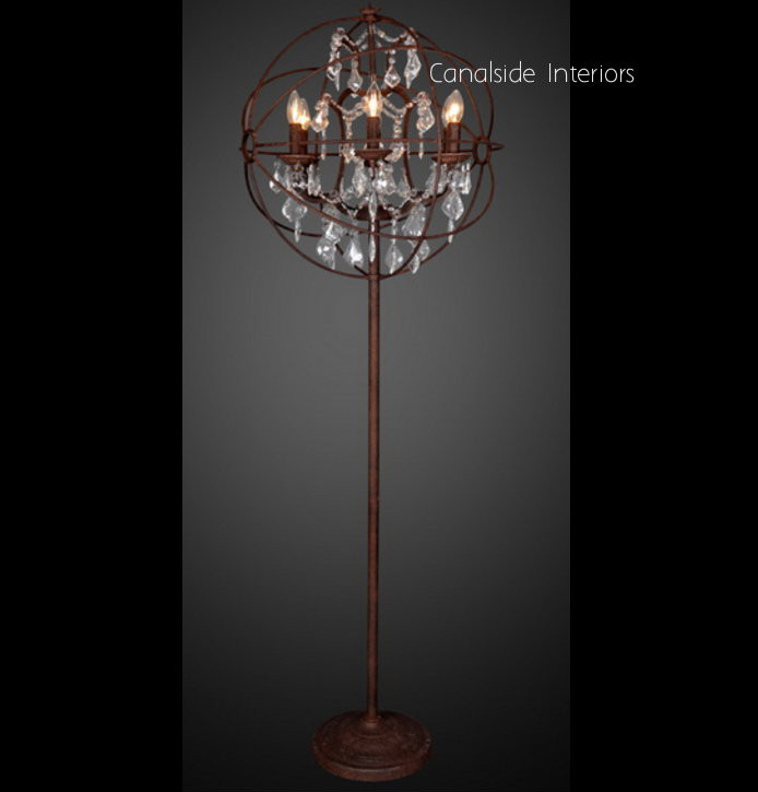 Foucault Iron Orb Chrystal Floor Lamp