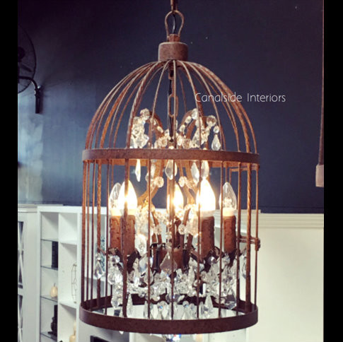 Vintage Birdcage Industrial Chandelier