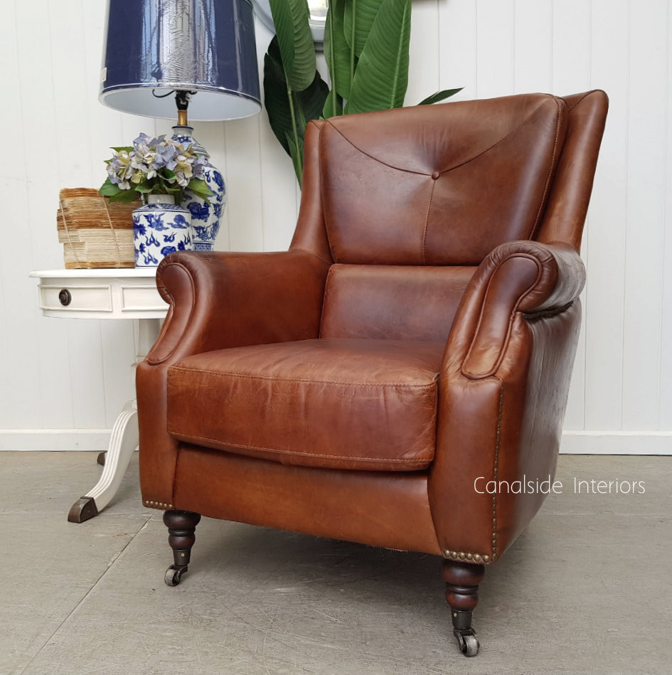 Eton Aged Leather Wingback