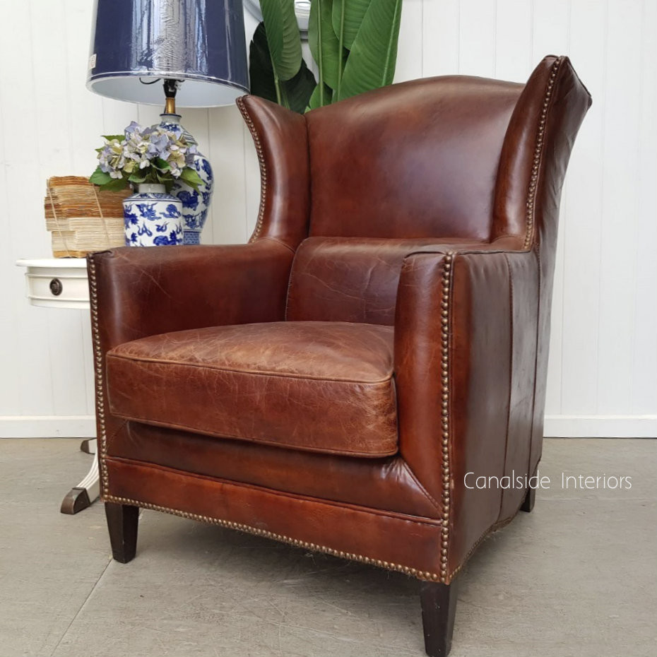 Wentworth Aged Leather Wingback