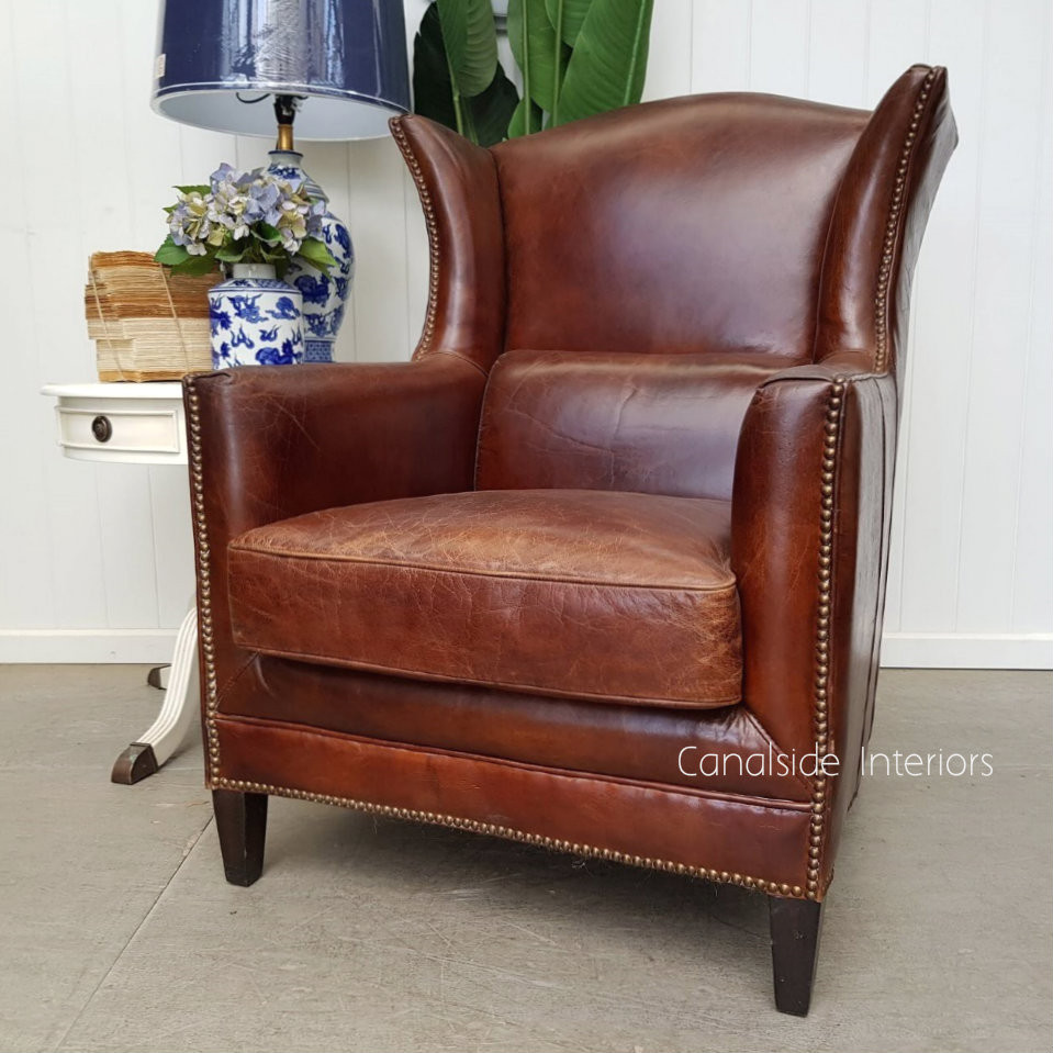 Wentworth Aged Leather Wingback