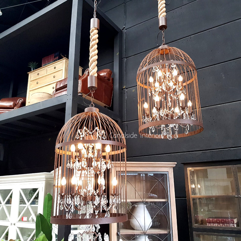 Vintage Birdcage Industrial Chandelier Large