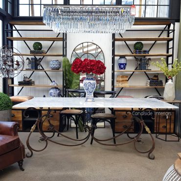 Peralta Dining Table with Carrara Marble Top