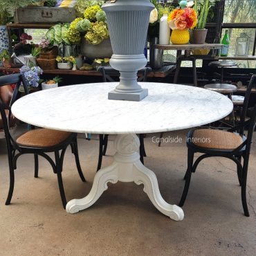 Amelie Carrara Marble Round Dining Table