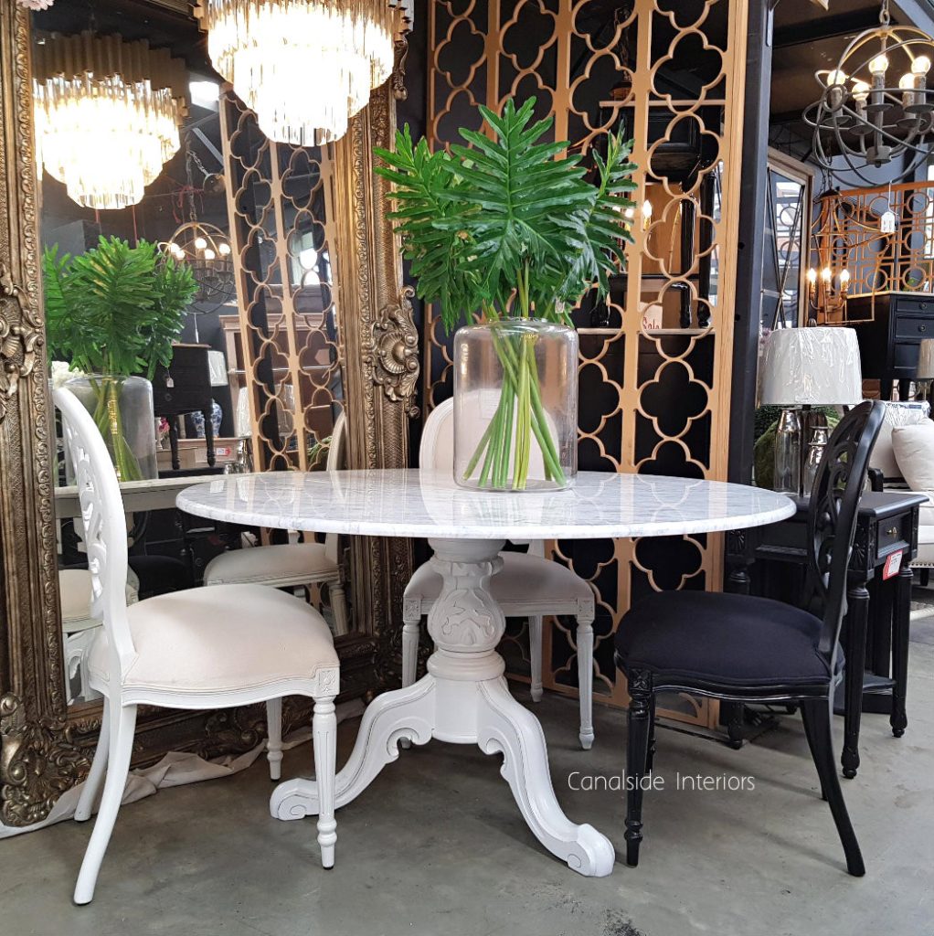 Amelie Carrara Marble Round Dining Table