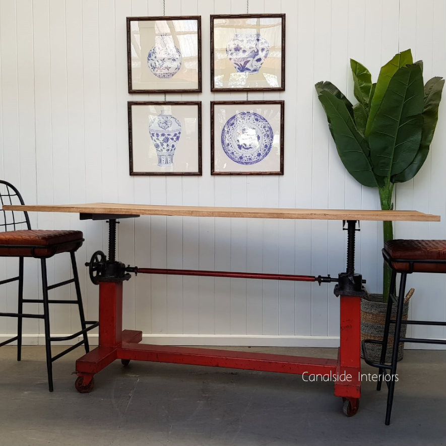 Burst Red Adjustable Bar Table