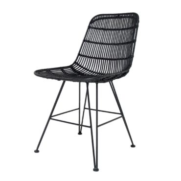 Rattan Dining Chair - Distressed Black