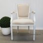 Stark Carver Chair - Distressed White with Cream Upholstery