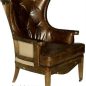 Deconstructed Aged Leather Wingback Armchair