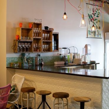 Canalside Interiors' Doe Industrial Stool as seen at Pegs
Image C/- www.facebook.com/pegscafe | Photography: www.facebook.com/MJKCreative