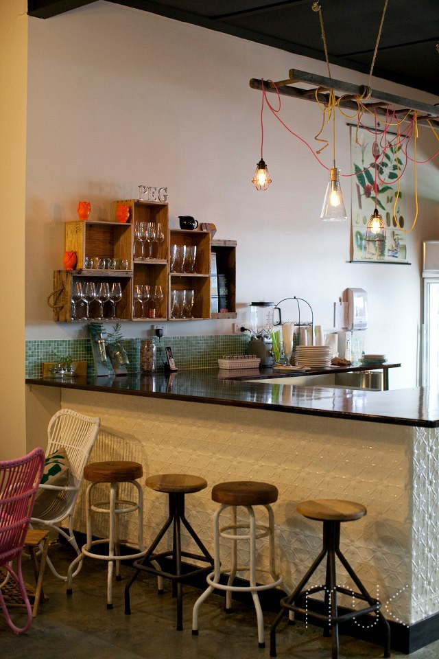 Canalside Interiors' Doe Industrial Stool as seen at Pegs
Image C/- www.facebook.com/pegscafe | Photography: www.facebook.com/MJKCreative