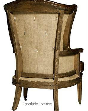 Deconstructed Aged Leather Wingback Armchair