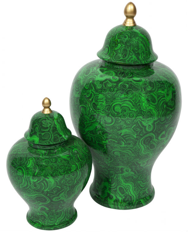 Assorted Green Malachite Temple Jars