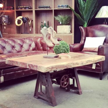 Crank Adjustable Industrial Coffee Table