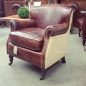 Doctus Aged Leather/Linen Armchair