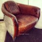 Corvette Aged Leather & Aluminium Armchair