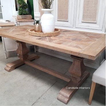 Artisan Rustic Parquetry Top Dining Table