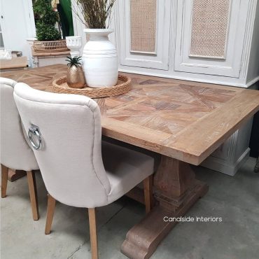 Artisan Rustic Parquetry Top Dining Table