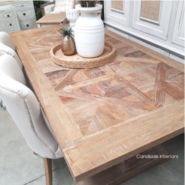Artisan Rustic Parquetry Top Dining Table