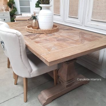 Artisan Rustic Parquetry Top Dining Table