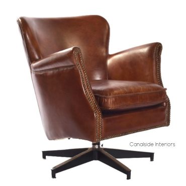 Irvine Swivel Aged Leather Armchair