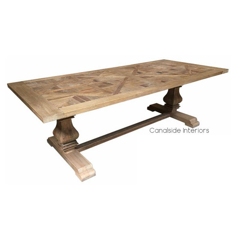 Artisan Rustic Parquetry Top Dining Table