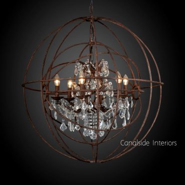 Foucault Iron Orb Chrystal Chandelier