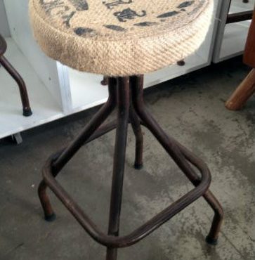 Sarah Industrial Stool with Hessian Seat