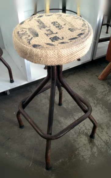 Sarah Industrial Stool with Hessian Seat