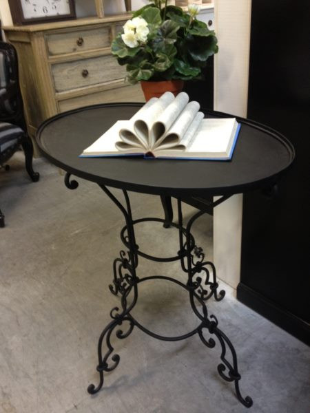 Ornate Metal Oval Side Table