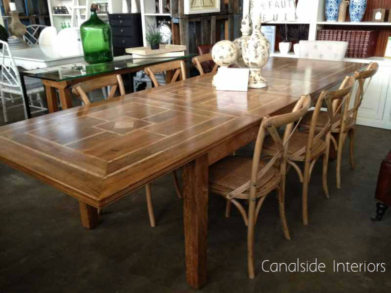 Florence Marble Inlay Double Extension Dining Table