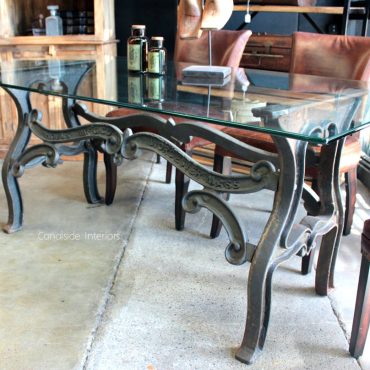 Hobbs Industrial Dining Table with Glass Top