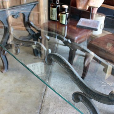 Hobbs Industrial Dining Table with Glass Top