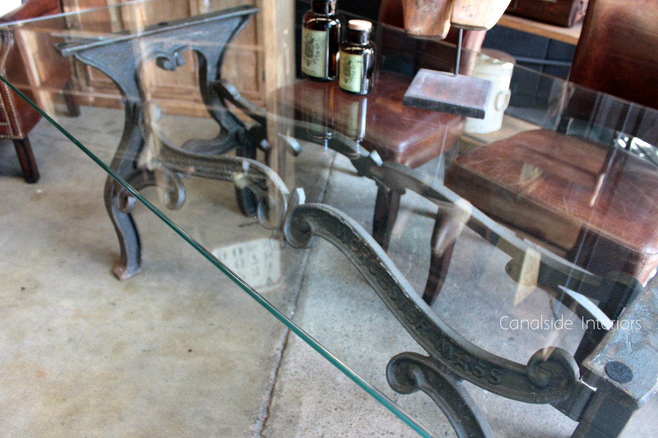 Hobbs Industrial Dining Table with Glass Top