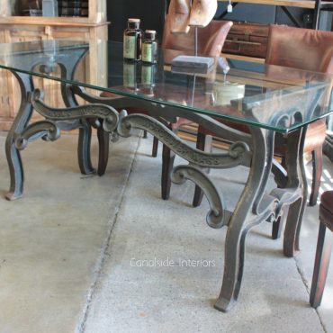 Hobbs Industrial Dining Table with Glass Top