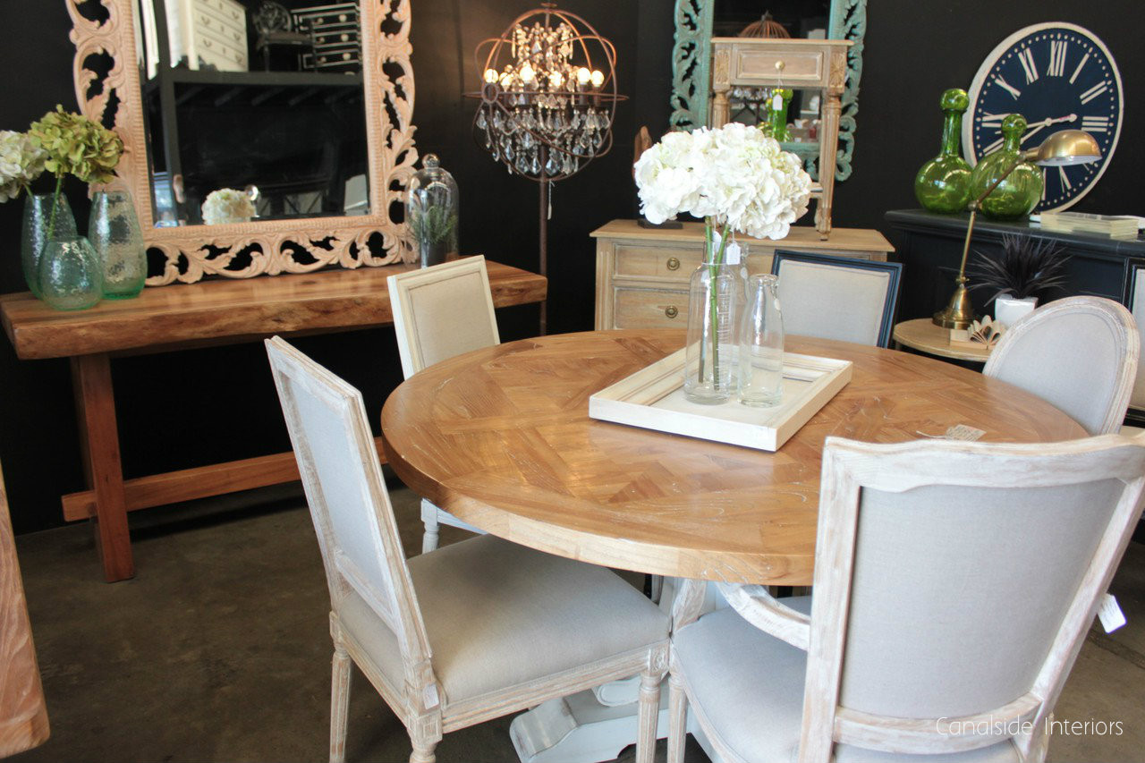 Artisan Parquetry Top Round Dining Table