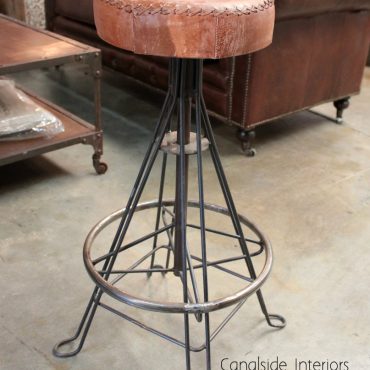 Torque Industrial Stool - Rust with thick leather seat