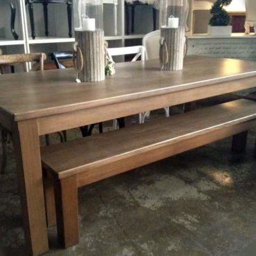 Tasmanian Oak Table & 2 x Benches Set