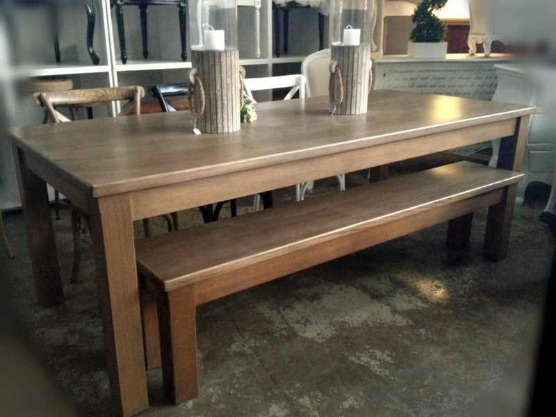 Tasmanian Oak Table & 2 x Benches Set