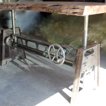 Crank Adjustable Industrial Dining Table - Dining to Bar Height