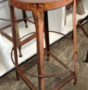 Taylor Round Industrial Stool - Rust