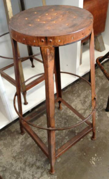 Taylor Round Industrial Stool - Rust