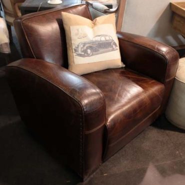 Art Deco Aged Leather Armchair